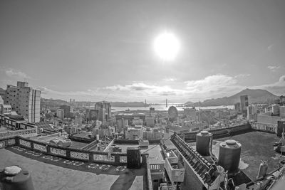 High angle view of buildings in city