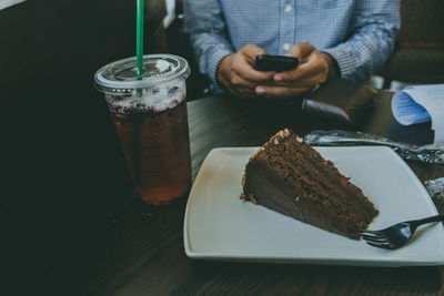 High angle view of cake on table