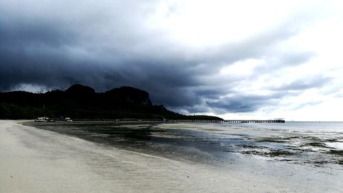 View of beach against cloudy sky