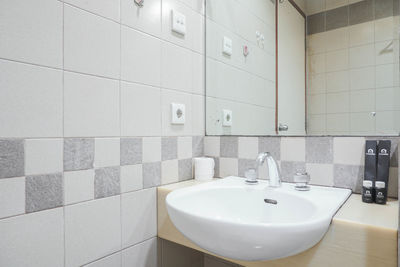 Close-up of sink in bathroom