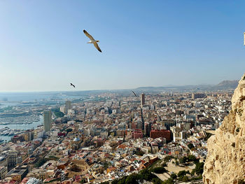 High angle view of townscape against sky