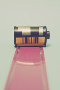High angle view of pen on table against white background