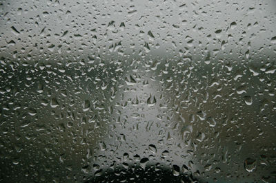 Full frame shot of wet glass window during monsoon