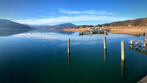 Scenic view of lake against sky