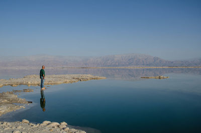 Scenic view of lake and mountains