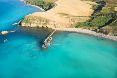 Panoramic aerial view of the overflow on the coast of punta aderci abruzzo