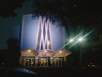 Illuminated building at night