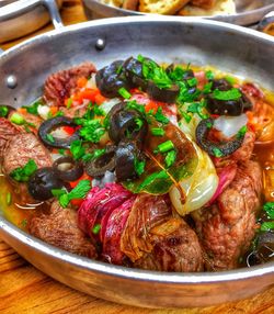 High angle view of food in plate