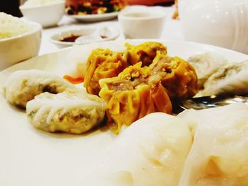 Close-up of served food in plate