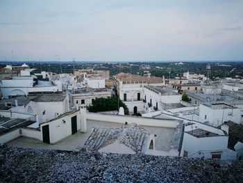 High angle view of townscape against sky