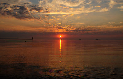 Scenic view of sunset over sea