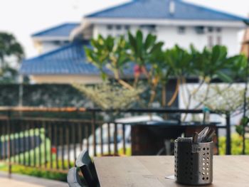 Close-up of built structure against sky