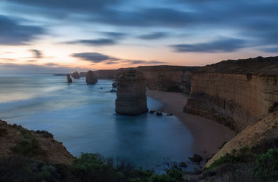 Scenic view of sea during sunset