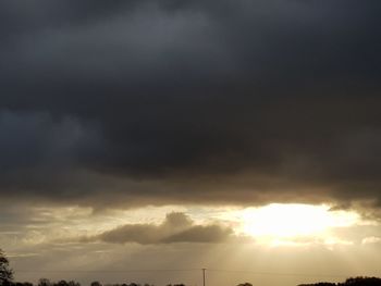 Low angle view of storm clouds in sky during sunset