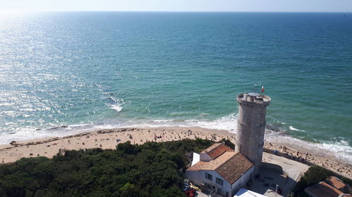 An old lighthouse viewed from above