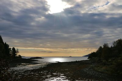 Scenic view of sea and cloudy sky