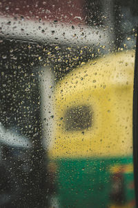 Full frame shot of raindrops on glass window