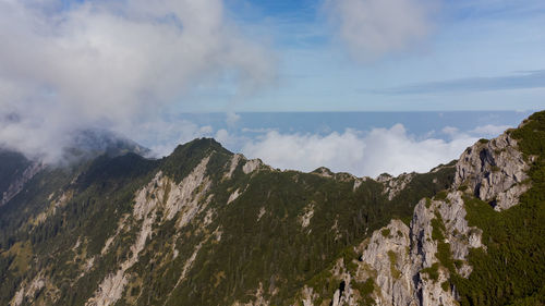 Panoramic view of rocky mountains against sky