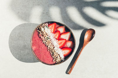 Directly above shot of strawberry on table