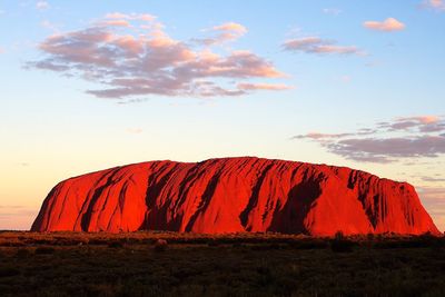 Scenic view of field against sky at sunset