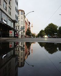 Reflection of buildings in city