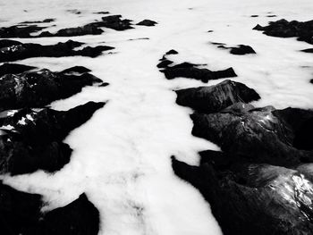 High angle view of snow covered landscape