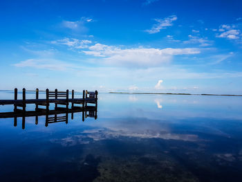 Scenic view of sea against blue sky