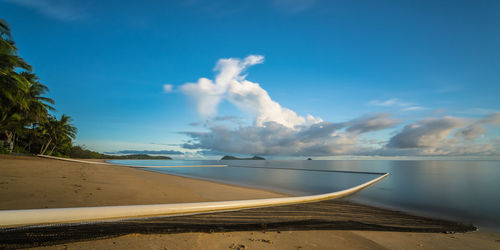 Panoramic view of sea against blue sky