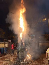 Firework display at night
