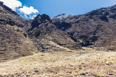 Low angle view of mountains against sky