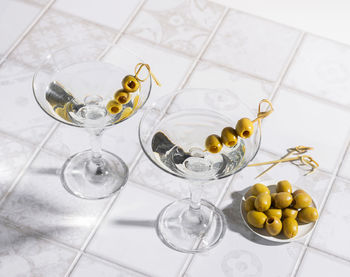 High angle view of fruits on table