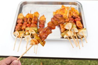 Close-up of hand holding food