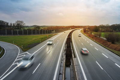 High angle view of car on road