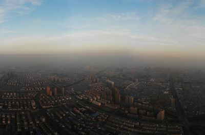 High angle view of buildings in city