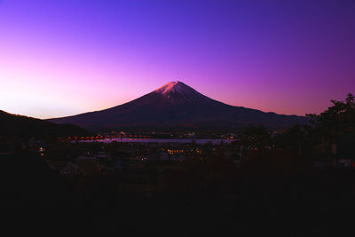 Scenic view of mountains against sky during sunset