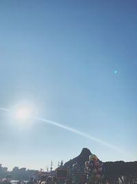 Low angle view of buildings against clear sky