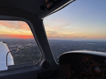 View of sea through airplane window