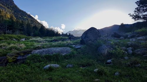 Scenic view of mountains against sky