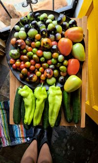 Low section of person with fruits