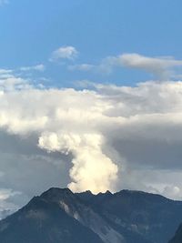 Low angle view of mountains against sky