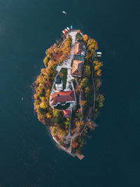 High angle view of trees against sky