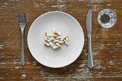 High angle view of food on table