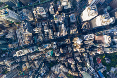 High angle view of crowd on street amidst buildings