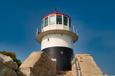 Low angle view of lighthouse against sky
