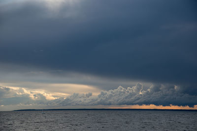 Scenic view of sea against cloudy sky