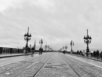 View of railroad tracks / bridge pont de pierre in bordeaux 