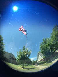 Low angle view of building against blue sky