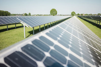 Low angle view of solar panels