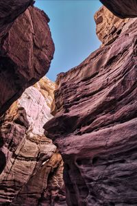 Low angle view of rock formations