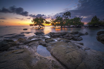 Scenic view of sea against sky during sunset